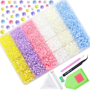 Imagem de BELICEY 24000 peças de pérolas flatback strass tamanho misto cor resina strass meias pérolas para artesanato deslumbrantes joias de cristal não hotfix pedras preciosas contas para manicure DIY copos