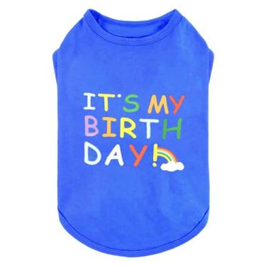 Imagem de Camiseta de aniversário para cachorro com slogan "It's My Birthday" linda camiseta roupas para chihuahua xícara de chá Shia tzu Yorkie pequeno filhote gato roupa de aniversário roupas para animais de