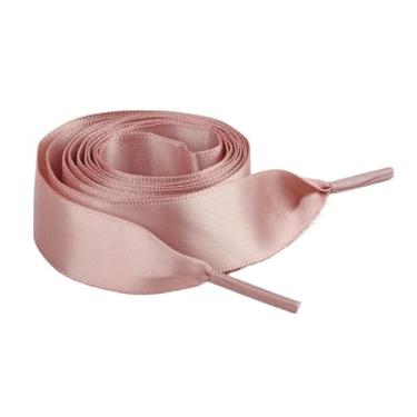 Imagem de 1Pair 2CM Width Flat Ribbon Shoe Laces Rubber Sneakers Silk Satin Shoelace Boot Shoelaces (Color : 12 Flesh Pink, Size : 150cm)