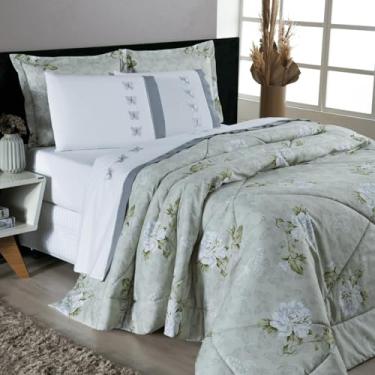 Imagem de Kit Edredom + Jogo de Lençol Casal Queen Percal 180 Fios 07 Peças Papillons