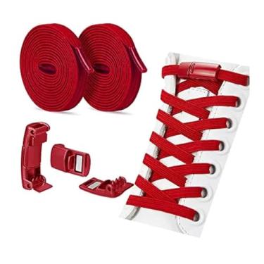 Imagem de Lock Shoe Laces Elastic No Tie Shoelaces Sneakers Shoelace Kids Adult Rubber Band Laces One Size Fits All Shoes(RED)
