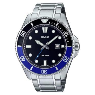 Imagem de Casio Relógio de mergulho masculino - MDV-107D-1A2VDF mostrador multicolorido, pulseira prata, Prata, Esportes