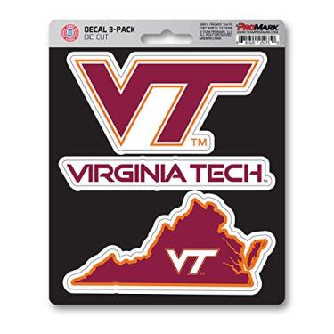Imagem de Fanmats Decalque unissex NCAA Virginia Tech Hokies Team, pacote com 3 castanhos, tamanho único