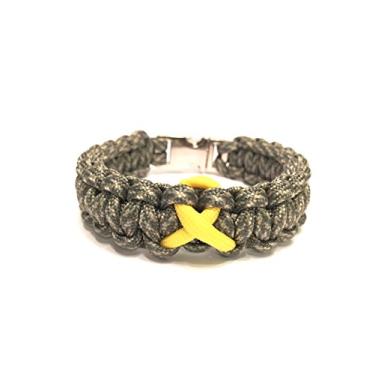 Imagem de Tru550 Support Our Troops Pulseira de Fita Amarela Paracord Pulseiras de Sobrevivência para Homens, One Size, paracord