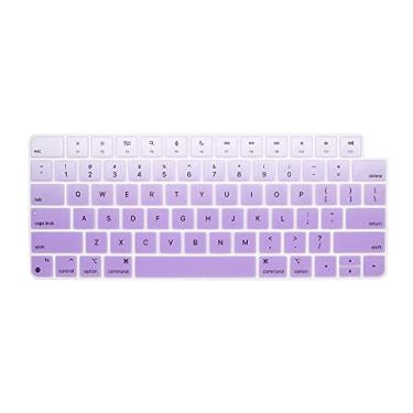 Imagem de HRH Capa de silicone para teclado iMac 24 polegadas 2021 Magic Keyboard com Touch ID A2449 película protetora, para iMac 24 polegadas M1 Chip 2021 Magic Keyobard A2450-Mint Purple