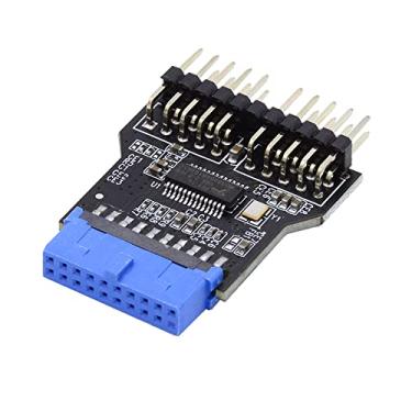 Imagem de cablecc Cabeçalho USB 3.0 19 pinos placa mãe 1 a 2 extensão HUB USB2.0 9 pinos conector fêmea porta adaptador multilier