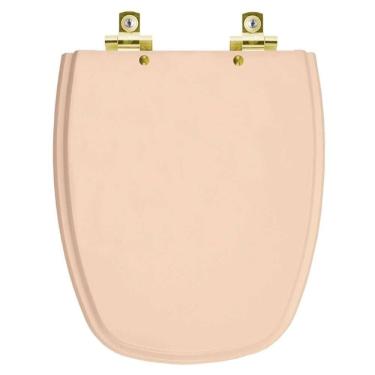 Imagem de Assento Sanitário com Amortecedor Monte Carlo Rosa Floral para vaso Deca com Ferragem Dourada