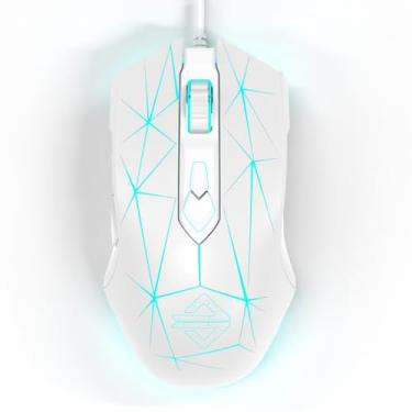 Imagem de Mouse Gamer RGB FELICON Leve, 7 Botões Programáveis, Ergonomicamente Projetado com Iluminação LED, Mouse USB para PC e Notebook, Compatível com Windows, Mac OS e Linux（Branco）