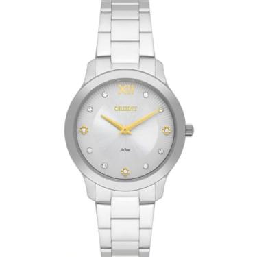 Imagem de Relógio Orient Feminino Prateado Eternal Original Com Strass FBSS0134 (Mostrador Branco, Aço inoxidável)
