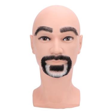 Imagem de Cabeça de Manequim Masculino Com Barba, Cabeça de Treinamento de Aparamento de Barba Realista para Corte Prático, Cabeça de Manequim de Barbeiro para Modelagem de Cabelo e