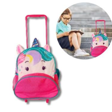 Imagem de Mochila Escolar De Rodinha Unicórnio 3d Divertida Infantil - Clio Pets