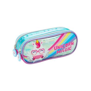 Imagem de Estojo Escolar Duplo Unicórnio Rainbow 15x21x6 cm - Clio