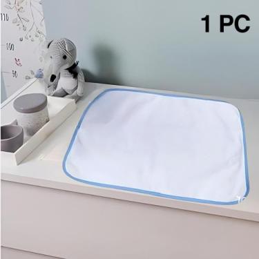 Imagem de 1 Protetor de Colchão 70x50 Absorventes Laváveis Branco com Borda Azul