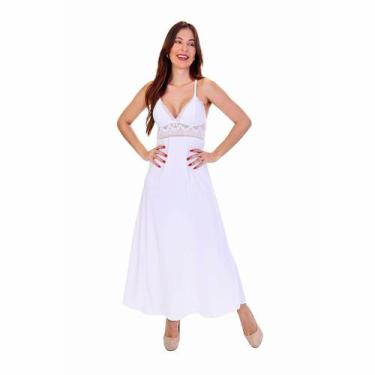 Imagem de Camisola Longa Sem Bojo Pijama Feminino Confortável Lua de Mel De Rend