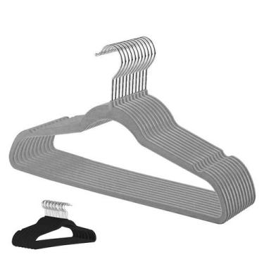 Imagem de Kit 12 Cabides de Veludo Adulto Antideslizante Leves Fino - FRATELLI, 