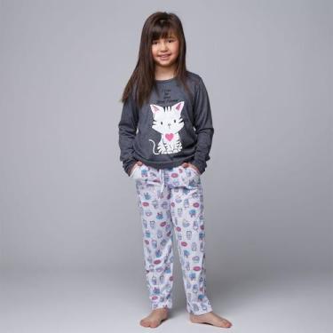 Imagem de Pijama Longo Infantil Com Bolso Estampado La Vie - WLS Modas, G, Chumb