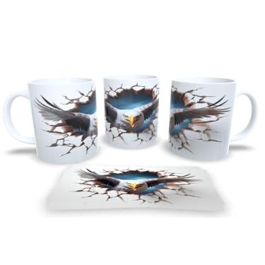 Imagem de Caneca Branca de Porcelana Personalizadas Coleção Arte em 3D (Aguia 4)