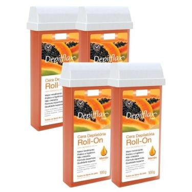 Imagem de Kit 4 Refil Cera Depilatoria Corporal Profissional Depilação Roll On D