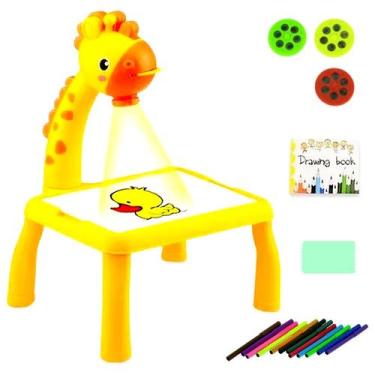 Imagem de Mesa que Projeta Desenhos Contornar Colorir Girafinha com Canetinhas e