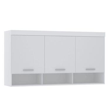 Imagem de Armário Aéreo Maleiro Modulado 165cm 3 Portas Alpes Luciane Móveis Branco Pf Com Branco Pf