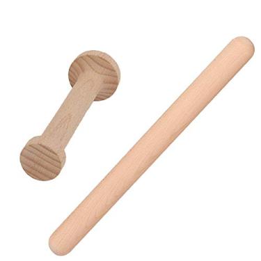 Imagem de Conjunto de 2 rolos de massa de madeira, calcadeira de torta e rolo de massa de madeira dupla face, rolo de massa de 29 cm, ferramenta de cozinha para assar bolos de queijo, sobremesas, muffin, tortas de noz-pecã, macarrão, ravioli
