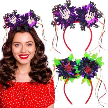 Imagem de SeBneny Halloween Headbands for Women Day Of The Dead Hair Band Red Spider with White Hand Purple Headdress Hair Hoop for Halloween Birthday Party Access Head Band Headpiece 2PCS