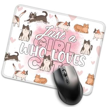 Imagem de Xipromi Just A Girl Who Loves Cats Mouse Pad, Tapete de mesa de gato fofo, tapete de rato de desenho animado para local de trabalho, Kawaii, gatos, viagem, mousepad, presentes para amantes de gatos,