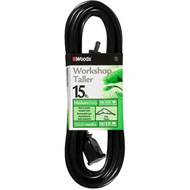 Imagem de Woods 0258 16/2 SJTW cabo de extensão de uso geral, 35 cm, preto