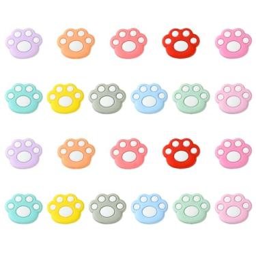 Imagem de Ornazy 22 peças, 11 cores, contas focais de silicone, colorido, gato, cachorro, pata, contas, pegada de gatinho, miçangas para fazer porta-chaves
