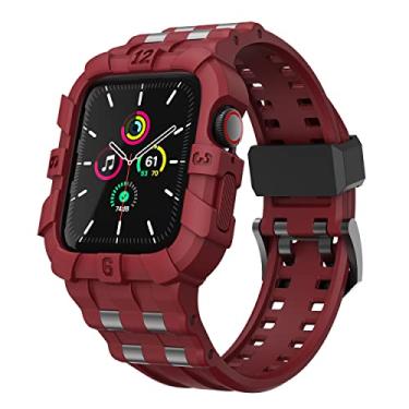 Imagem de T-ENGINE Pulseira compatível com Apple Watch Series 7 de 45 mm, capa robusta de TPU com borda elevada e pulseira para homens