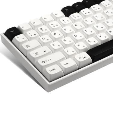 Imagem de GMKWTL XDA Keycaps Japonês PBT, Bow 75% Dye-Sublimation para 61/64/68/84/87/100/104/108 Cherry MX Teclado Mecânico - Branco/Preto