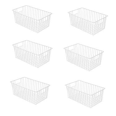 Imagem de Y.Z.Bros Cestas do Organizador do Armazenamento do Fio do Congelador de 16 Polegadas, Escaninhos do Refrigerador do Agregado Familiar com Punhos Incorporados