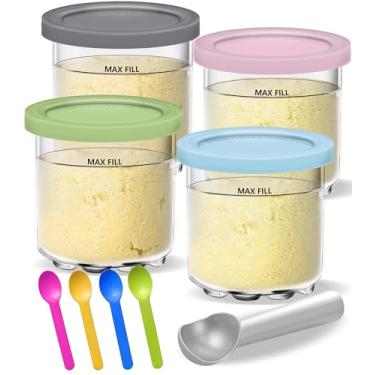 Imagem de Gropecan Creami Pints And Lids For Ninja - 4 Pacotes de Recipientes de Sorvete Cremoso, Copos, Banheiras, Conjunto de Vasilhas, Pote de Smoothie Compatível com Acessórios para Máquinas de Sorvete de C