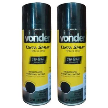 Imagem de Kit 02 tinta spray preto fosco 350ml vonder