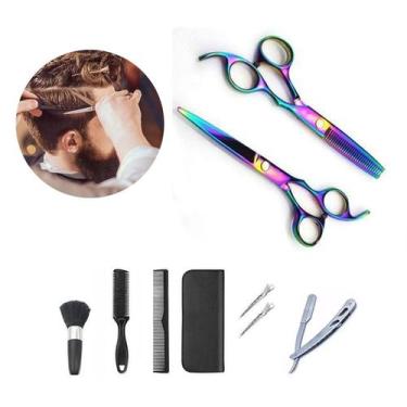Imagem de Kit Cortar Cabelo Tesouras Profissionais Aço Inox - shop mix, Furta Co