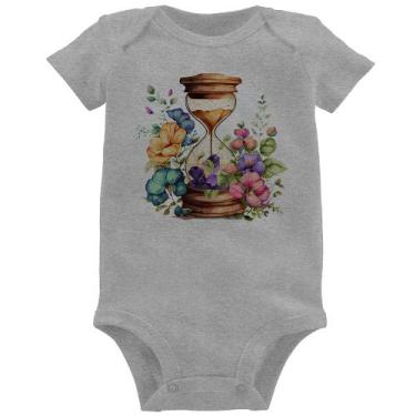 Imagem de Body Bebê Ampulheta Floral - Foca na Moda, Cinza, M