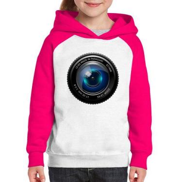 Imagem de Moletom Infantil Lente Câmera - Foca na Moda, Branco, Rosa, 14