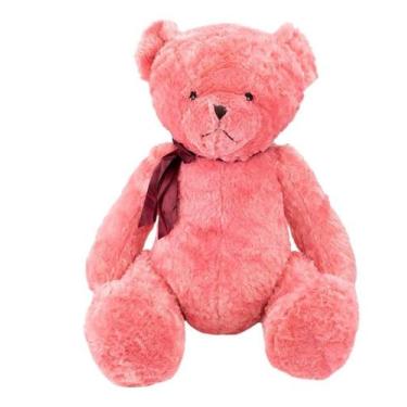 Imagem de Urso Rosa Sentado Laço 60cm - Pelúcia - Foffy