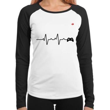 Imagem de Baby Look Raglan Batimentos Cardíacos Gamer Manga Longa - Foca na Moda