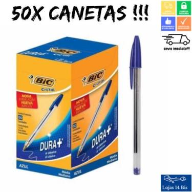 Imagem de Caneta Esferográfica Bic Cristal Dura + Azul Ponta Media 1.0mm Bic Cai