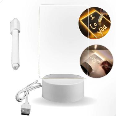 Imagem de Luminária de Escrever Abajur Led Quadro de Notas Anotações Acrílico Es