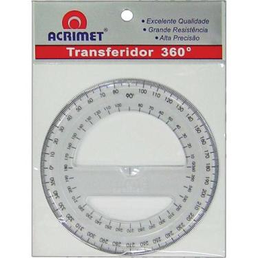 Imagem de Transferidor de Poliestireno 360 Graus - Pacote com 6 Unidades - Acrim
