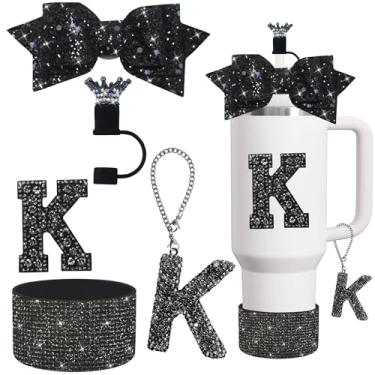 Imagem de XIANGYUAN Conjunto de acessórios de garrafa de água para Stanley Cup, acessórios para copo Stanley, inclusive, decorações para copo copo 30/1,134 g, bota de silicone com glitter com capa de canudo de