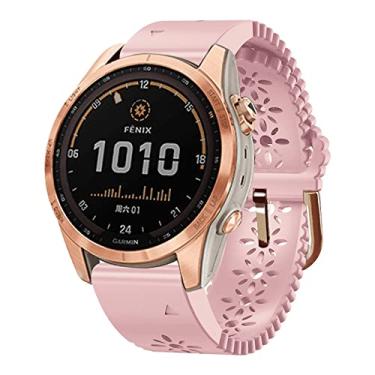 Imagem de Pulseira de relógio QuickFit Lace 20 mm Wishbone compatível com Garmin Fenix 7S 5S/ 5S Plus, 6S/ 6S Pro, D2 Delta S, Descent Mk2S - Pulseira de substituição de silicone - Acessórios para relógio