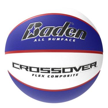 Imagem de Baden Crossover Flex Composite Basketball | Bola de alto desempenho para uso interno/externo | Design composto durável para jogo versátil | Vermelho/Branco/Azul | 72,4 cm