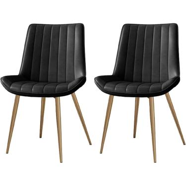 Imagem de Conjunto de 2 cadeiras de jantar de cozinha, cadeiras laterais de couro para sala de estar, cadeiras modernas para sala de jantar (D), C