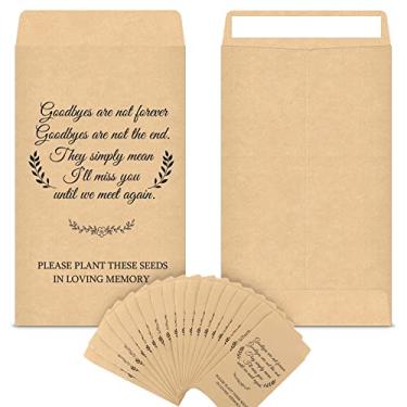 Imagem de Fumete Pacote com 120 envelopes de moedas de memorial kraft pequenos envelopes de moedas plantas, pacotes de flores pequenos pacotes de celebração da vida para funerais, perda do ente querido, 12 x 6