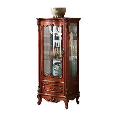 Imagem de Armário de vinho europeu pequeno armário de vinho de vidro de madeira armário de vinho curto armário de sala de estar armário lateral armário de combinação um armário para armazenar bebidas alcoólicas