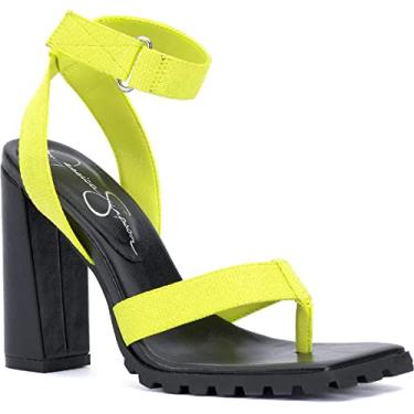Imagem de Jessica Simpson Sandálias femininas Kielne Mixed Media Block Heel, Cintas Limelite, 7