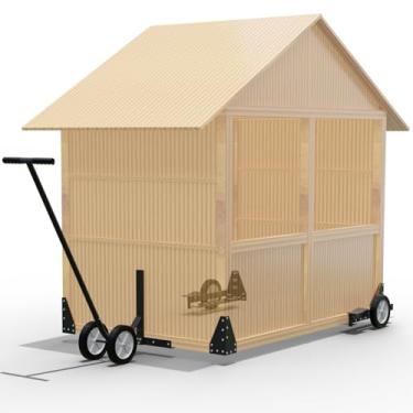 Imagem de Kit de rodas para galinheiro - Acessórios de aço para mobilização de trator de aves portáteis - Conjunto de 6 rodas de corrida para galinheiro - Gaiola de galinha não incluída - Patente pendente